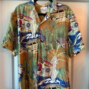 Diamond Supply Co Brown and Green Casual Button Down Shirt